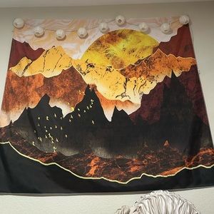 Abstract Mountain Tapestry Sunset wall hanging boho